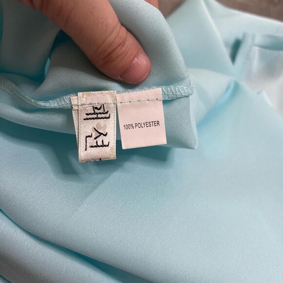 Satin Tank Top Blouse Blue Size Small - Picture 3 of 3